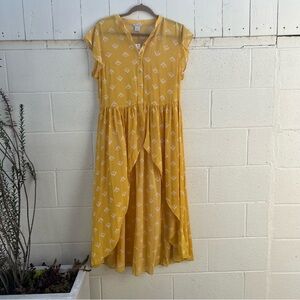 Ariat Yellow Pleated Sundress with Flutter Cap Sleeves